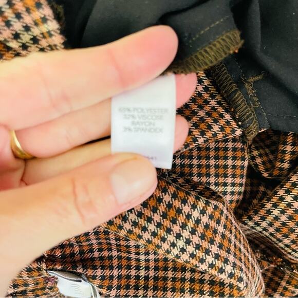 J. Jill orange pink black plaid pull on preppy soft flannel cropped pants MP - Picture 7 of 7